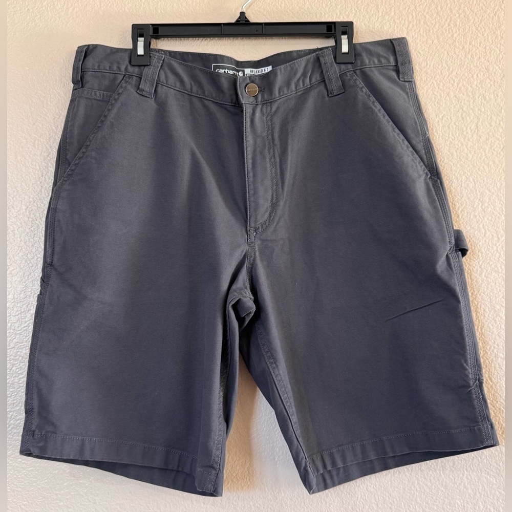 CARHARTT Rugged Flex Relaxed Fit Canvas Utility Work Shorts 36 x 11 Gray